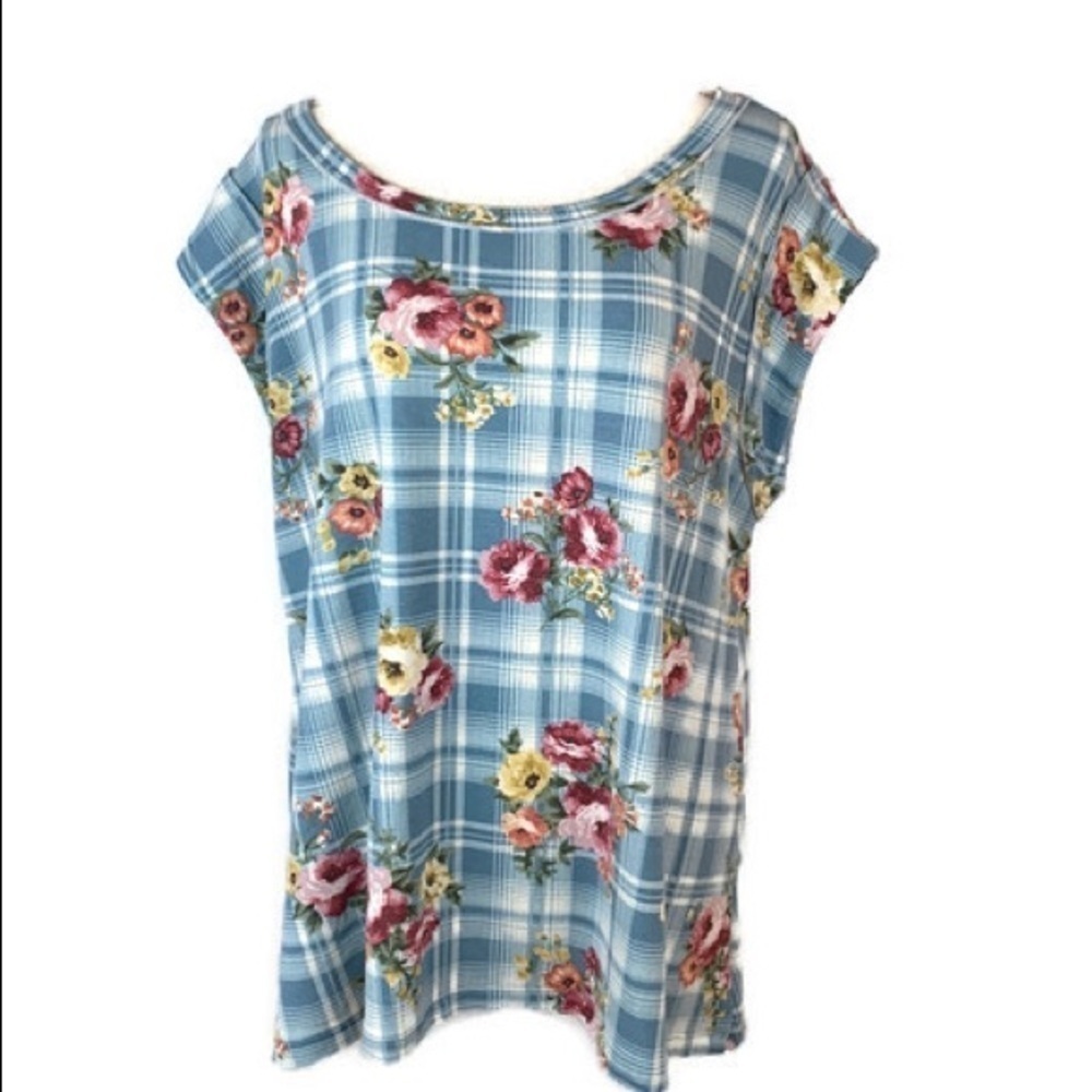 Easel Blouse Top Floral Print Cap Sleeve Flowy Size Medium